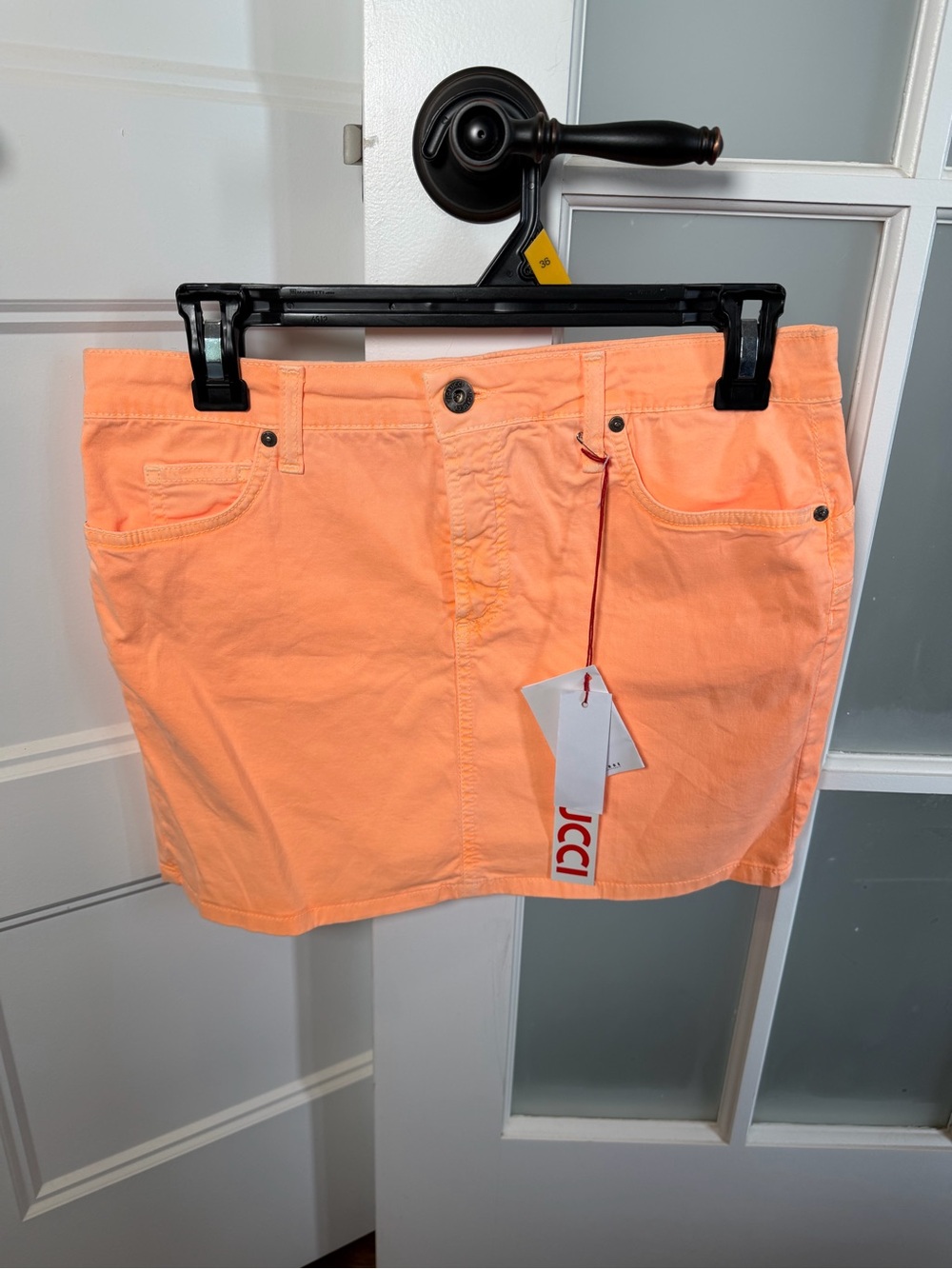 Fiorucci light neon orange mini skirt, NWT, 30/44